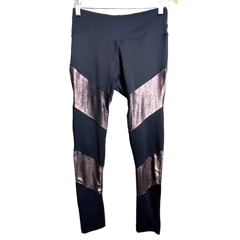 90 Degree By Reflex Black Yoga Leggings Women's, Mesh Leg Cut Outs,Size S‎